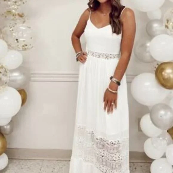 Lace Insert Ruffle Hem Slip Dress - Picture 6 of 15